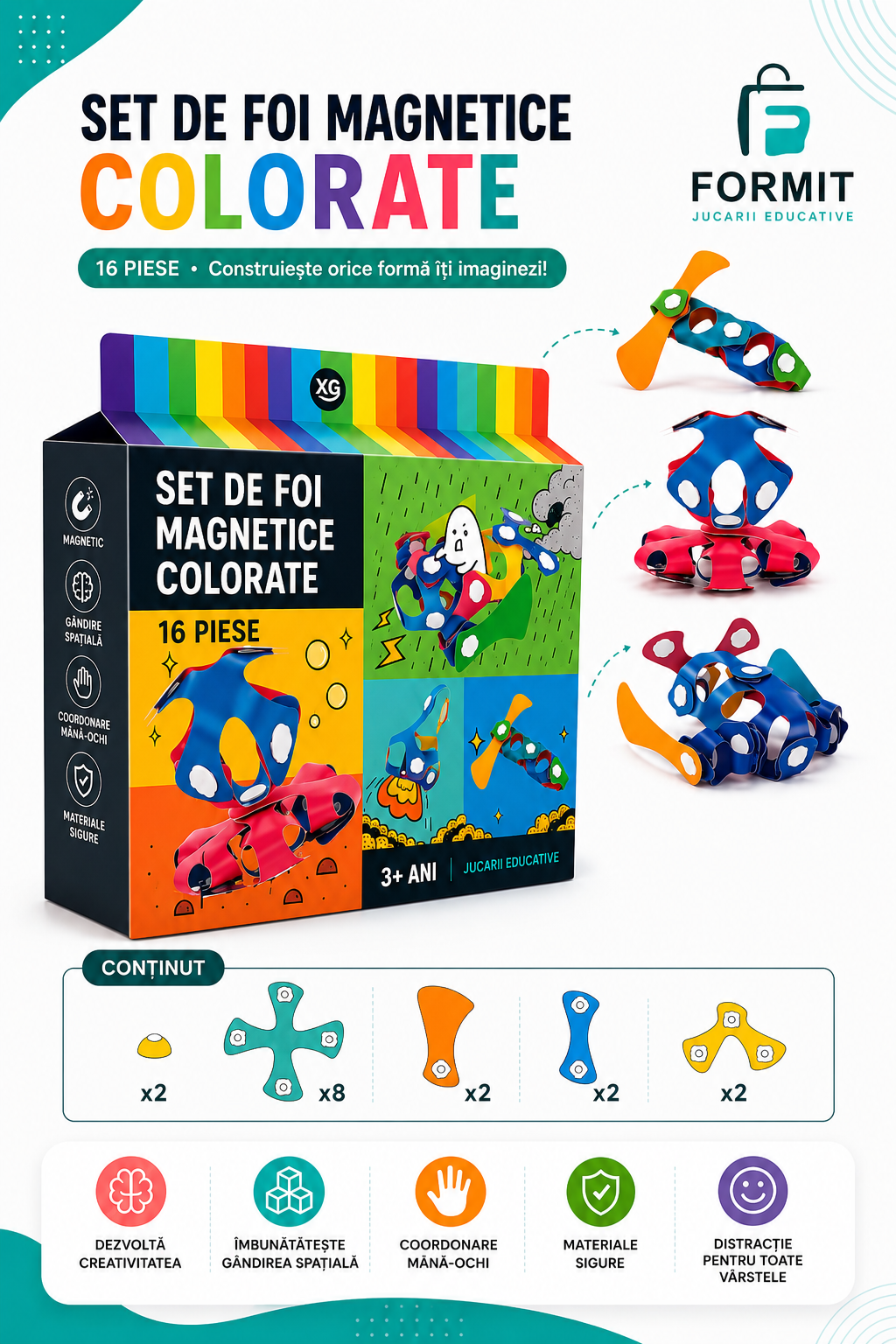 Set Magnetic Curcubeu 16 piese